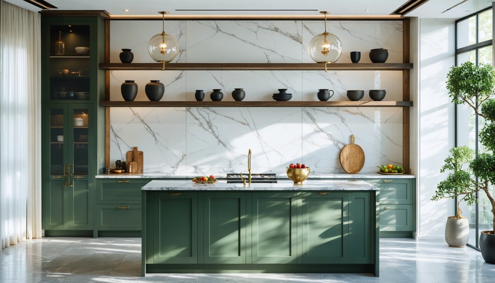 nature inspired green cabinets evoke cozy elegance