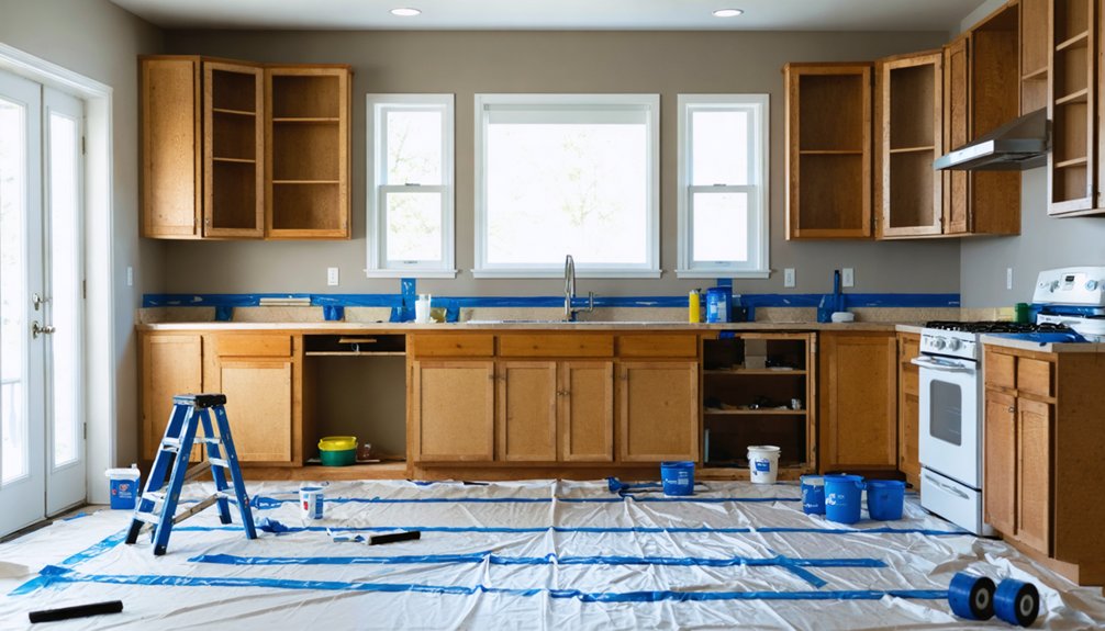 prepare cabinet assemble materials protect surfaces paint efficiently